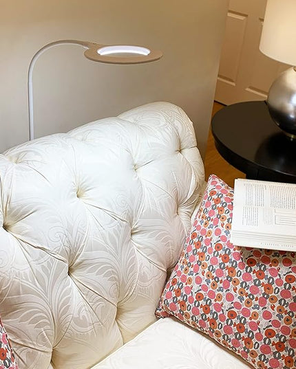 Bright Floor Lamp for Office, Reading and Bedrooms. LED Floor Lamp for Lash Light for EyeLash Extensions, Makeup & Nail Spa. Gooseneck Standing Lamp (White) - LeafyLoom