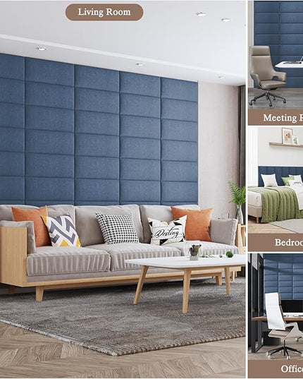 Queen Headboard, Wall Mounted Peel and Stick Headboard, Upholstered Tufted Bed Headboard for Queen Size Bed, Floating Dorm Bedroom Tall Headboard Soundproof Wall Panels (9 Panels, 10"x24") - LeafyLoom