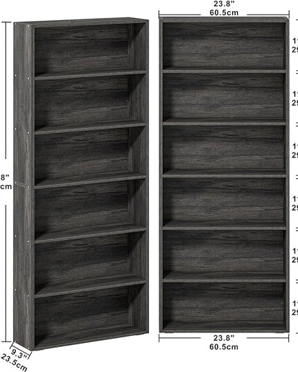 IRONCK Bookshelves and Bookcases Set of 2 Floor Standing 6 Tier Display Storage Shelves 70in Tall Bookcase Home Decor Furniture for Home Office, Living Room, Bed Room - LeafyLoom