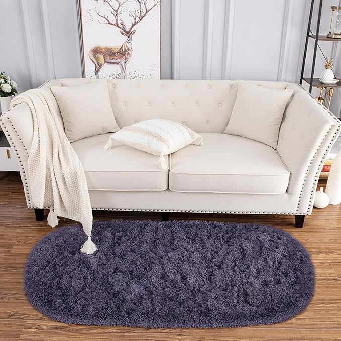 Noahas Ultra Soft Fluffy Bedroom Rugs Kids Room Carpet Modern Shaggy Area Rugs Home Decor 2.6' X 5.3', Taro Purple - LeafyLoom