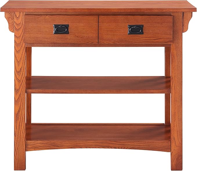 Leick Home 8261 Mission Impeccable Wood Bookcase with Drawers in Medium Oak - LeafyLoom