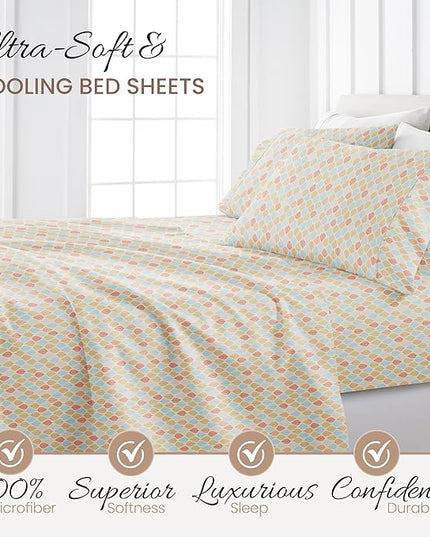 Linen Market 4 Piece King Bedding Sheet Set (Yellow Fall Foliage) - Sleep Better Than Ever with These Ultra-Soft & Cooling Bed Sheets for Your King Size Bed - Deep Pocket Fits 16" Mattress - LeafyLoom