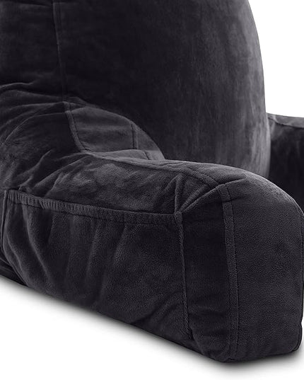 Husband Pillow XXL Cover Only Black, Cozy Microfiber Bed Rest Pillow Cover with Arms - Array of Colors - Generous Side and Back Pockets for Your Favorite Comfy Reading Pillow - LeafyLoom