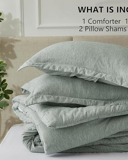 CozyLux King Size Comforter Set - 3 Pieces Sage Green Soft Luxury Cationic Dyeing Bedding Comforter for All Season, Breathable Lightweight Fluffy Boho Bed Sets with 1 Comforter and 2 Pillow Shams - LeafyLoom