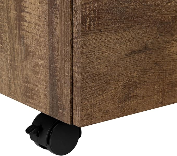 Monarch Specialties 7400, Rolling Mobile, Storage, Printer Stand, Office, Work, Laminate, Brown, Contemporary, Modern Filing Cabinet-3 Drawer Reclaimed Wood/Castors, 18.25" L x 17.75" W x 25.25" H - LeafyLoom