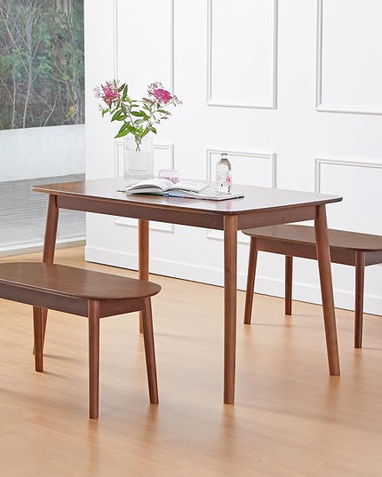 Livinia Aslan 47" Malaysian Oak Rectangular Wooden Dining Table/Solid Wood Kitchen Desk (Walnut) - LeafyLoom