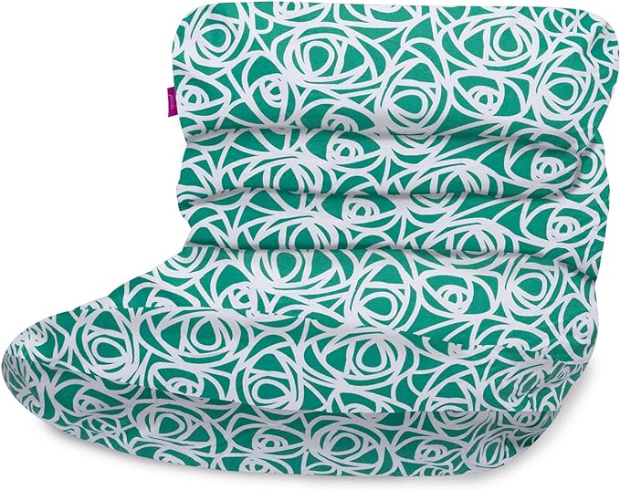 Posh Creations Structured Comfy Bean Bag Chair for Gaming, Reading, and Watching TV, Laguna Lounger, Canvas - Roses Mint - LeafyLoom