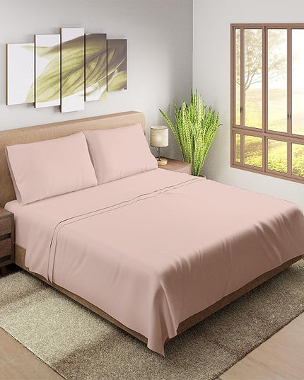 Purity Home Organic 100% Cotton Light Pink Full Size Bed Sheets, Percale Weave Cotton Sheet Set for Full Size Bed, Crisp, Cooling & Breathable Bed Sheets, Fits Mattress Upto 16" Deep Pocket - LeafyLoom