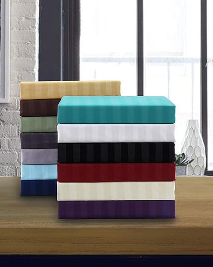 Elegant Comfort Softest and Coziest 4-Piece Sheet Set - 1500 Premium Hotel Quality Microfiber - Luxurious Wrinkle Resistant 4-Piece Damask Stripe Bed Sheet Set, Twin, Aqua Blue - LeafyLoom
