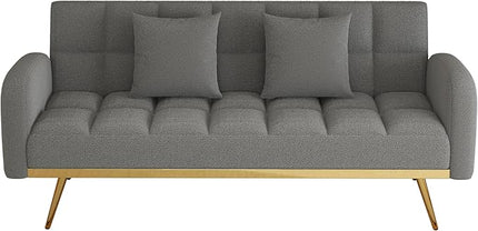 NicBex Sectional Couch Sofa with 2 Throw Pillows Sofa Bed Cloud Couch for Living Room Furniture Sets with Removable Comfortable Armrest, Modular Sofa for Living Room, Bedroom, Apartment,69" L, Gray - LeafyLoom