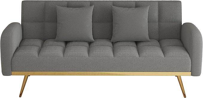 NicBex Sectional Couch Sofa with 2 Throw Pillows Sofa Bed Cloud Couch for Living Room Furniture Sets with Removable Comfortable Armrest, Modular Sofa for Living Room, Bedroom, Apartment,69" L, Gray - LeafyLoom