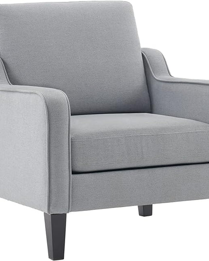 VINGLI Mid century Modern Accent Chair,Light Grey Fabric Accent Chairs for Living Room Upholstered Armchair with Scooped Arms for Bedroom,Apartment,Studio,Office,Waiting Room - LeafyLoom
