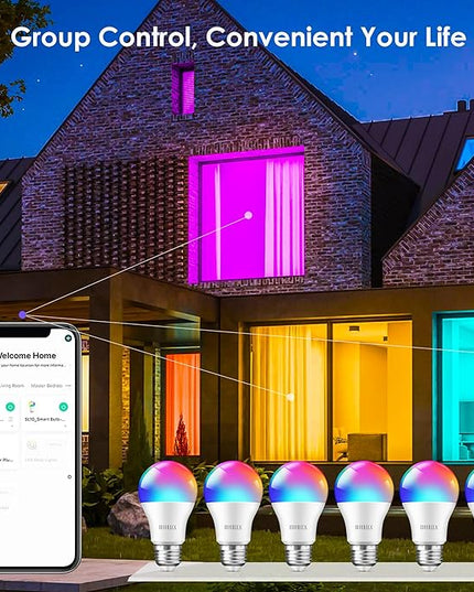 Smart Light Bulbs 8Pack,100W Equivalent Smart Bulb Work with Alexa Google Assistant, RGB Color Changing WiFi Bulb, Music Synic 2.4GHz WiFi & Bluetooth Multicolor A19 E26 110V Dimmable Light Bulbs OHLUX-YourIndoorOutdoorSpaceLightingPartner