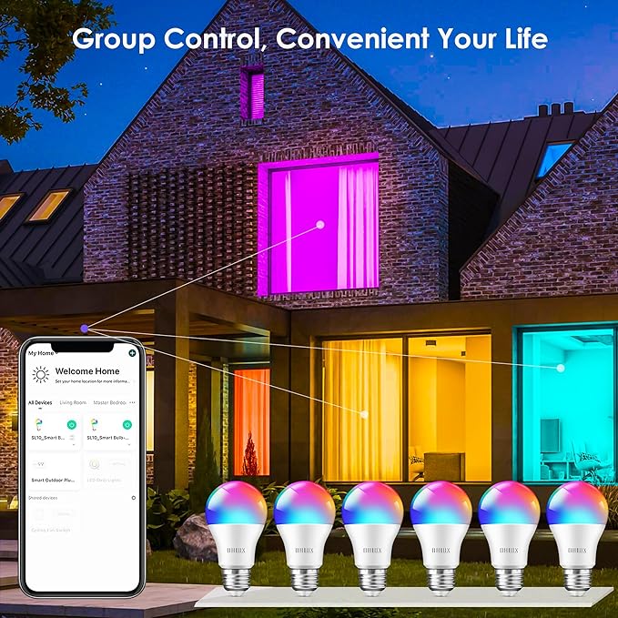 Smart Light Bulbs 8Pack,100W Equivalent Smart Bulb Work with Alexa Google Assistant, RGB Color Changing WiFi Bulb, Music Synic 2.4GHz WiFi & Bluetooth Multicolor A19 E26 110V Dimmable Light Bulbs OHLUX-YourIndoorOutdoorSpaceLightingPartner