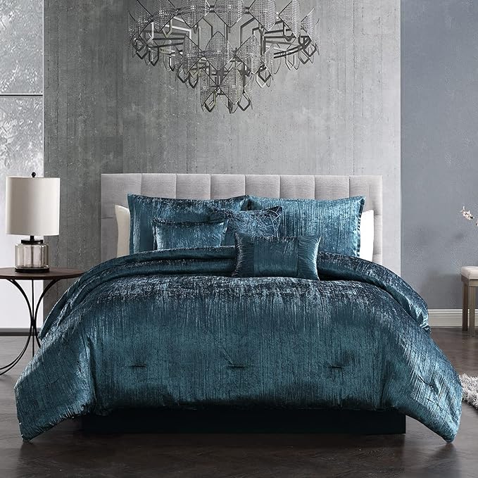 Riverbrook Home Turin Comforter Set, King, Blue, 7 Piece Set - LeafyLoom