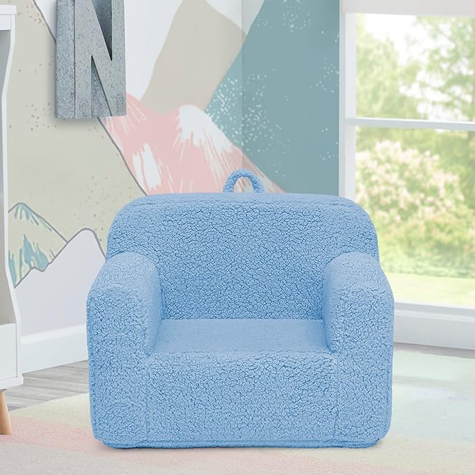 Delta Children Cozee Sherpa Chair, Powder Blue - LeafyLoom