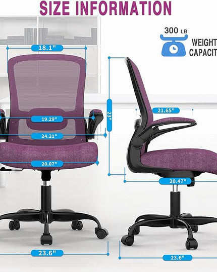 Office Chair, Ergonomic Desk Chair with Adjustable Lumbar Support, High Back Mesh Computer Chair with Flip-up Armrests-BIFMA Passed Task Chairs, Executive Chair for Home Office - LeafyLoom