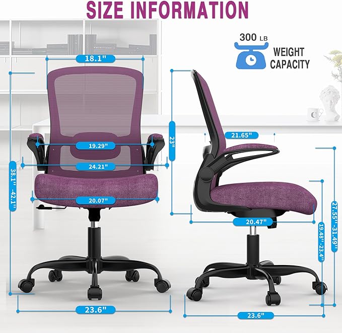 Office Chair, Ergonomic Desk Chair with Adjustable Lumbar Support, High Back Mesh Computer Chair with Flip-up Armrests-BIFMA Passed Task Chairs, Executive Chair for Home Office - LeafyLoom