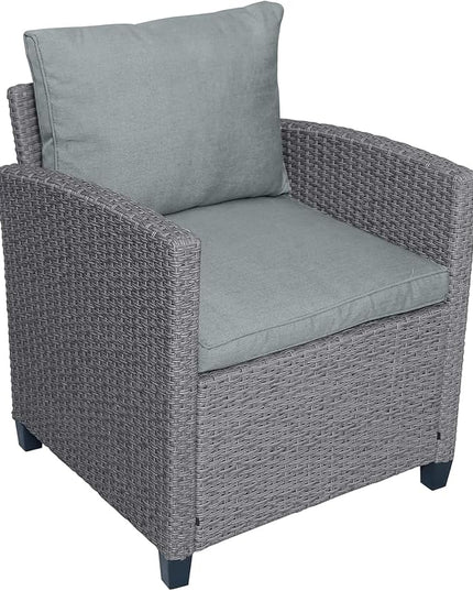 Outdoor Rattan Sectional Sofa with Dining Table, Chairs and Stools for Garden Backyard, 6-Piece Patio Furniture Set All-Weather Wicker Conversation Couch, Onesize, Gray - LeafyLoom