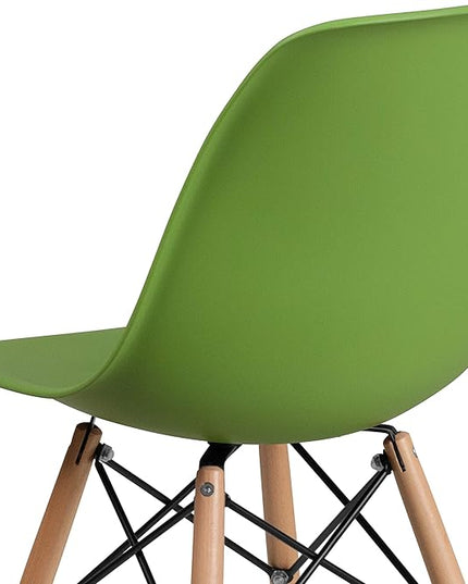 Flash Furniture Elon Series Green Plastic Chair with Wooden Legs, 22.5"D x 18.25"W x 31.5"H - LeafyLoom