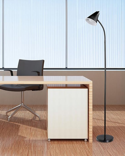 Globe Electric 12708 59" 1-Light LED Floor Lamp, Black, Matte Finish, Plastic Mesh Shade, LED Bulb Included, Floor Lamp for Living Room, Floor Lamp for Bedroom, Home Office Accessories - LeafyLoom