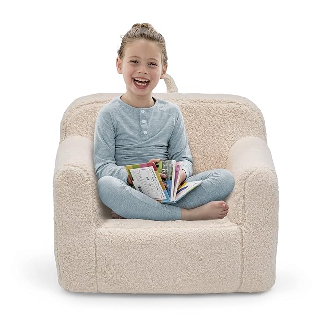 Delta Children Cozee Sherpa Chair, Cream - LeafyLoom