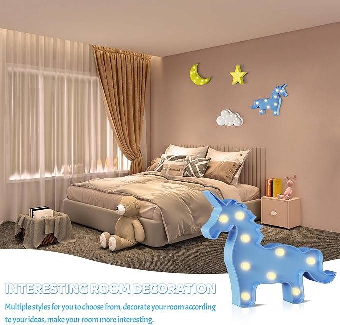 Blue Unicorn Decor, Battery Powered Unicorn Night Light for Kids, Unicorn Party Decorations, Unicorn Birthday Decorations for Girls, Girls Night Light, Girls Room Decor - LeafyLoom