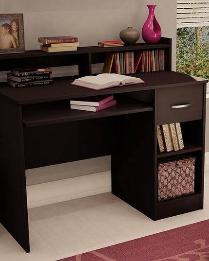 South Shore Axess Desk with Keyboard Tray, Chocolate - LeafyLoom
