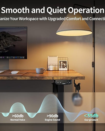 Electric Standing Desk, 48 x 24 Inches Height Adjustable Desk, Sit Stand up Desk for Work Office Home, Ergonomic Rising Computer Table with Memory Preset, Rustic Brown - LeafyLoom