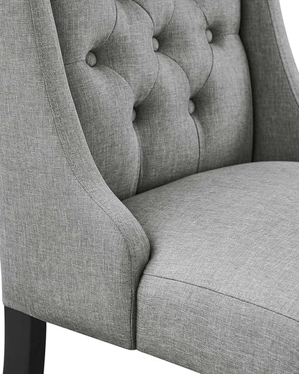 Modway Baronet Button Tufted Fabric, One Dining Chair, Light Gray - LeafyLoom