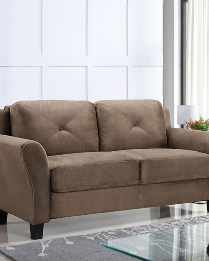 Lifestyle Solutions Harrington Loveseat Microfiber Brown - LeafyLoom
