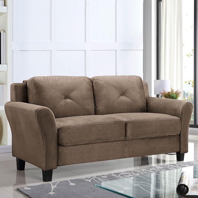 Lifestyle Solutions Harrington Loveseat Microfiber Brown - LeafyLoom