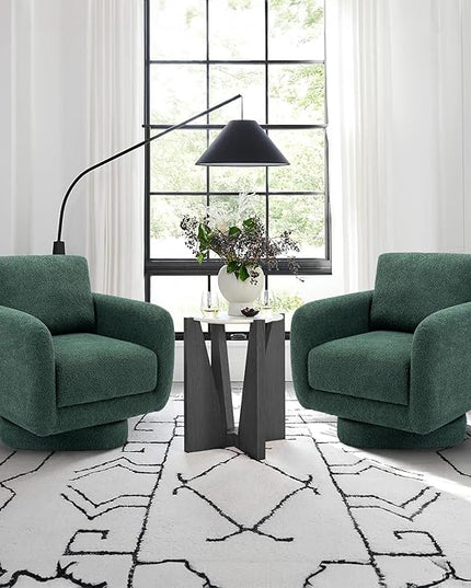 COLAMY Swivel Accent Chairs Set of 2, 32Inches Wide Upholstered Armchair with Plush Back Pillow for Living Room, Modern Sofa Corner Chair for Nursery/Living Room/Bedroom-Green - LeafyLoom