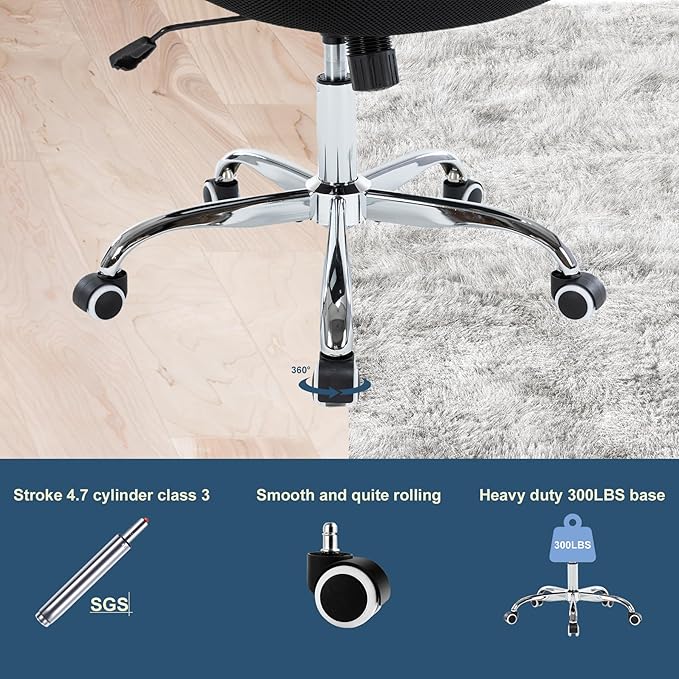 Office Chair, Ergonomic Desk Chair, PU Leather Padded Computer Chairs, Mesh Executive Chair with Lumbar Support Flip up Arms, Adjustable Height Home Task Swivel Rolling Chair,Black - LeafyLoom