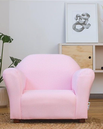 KEET Roundy Kid's Chair, Gingham Chair Only, Pink - LeafyLoom