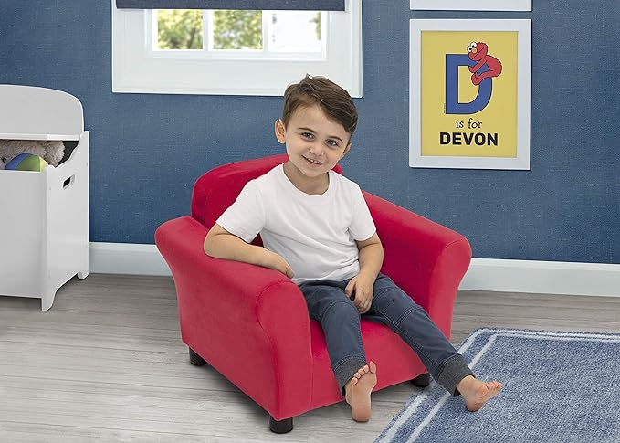 Sesame Street Elmo Upholstered Chair by Delta Children, Red - LeafyLoom