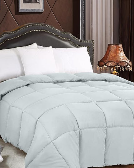 Utopia Bedding All Season 250 GSM Comforter - Plush Siliconized Fiberfill Comforters Queen Size - Box Stitched (Full/Queen, Light Gray) - LeafyLoom