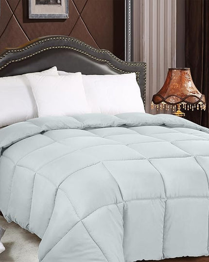 Utopia Bedding All Season 250 GSM Comforter - Plush Siliconized Fiberfill Comforter King Size - Box Stitched (King/Cal King, Light Gray) - LeafyLoom