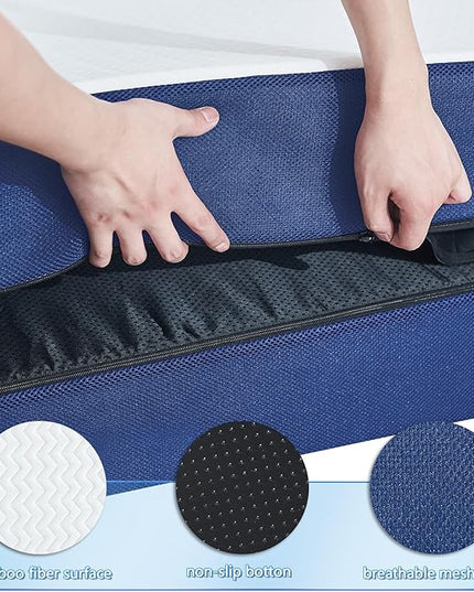 CYMULA Folding Mattress Full Size,4 inch Memory Foam Tri Fold Mattress,Portable Folding Mattress with Washable Cover, Foldable Mattress Topper full for CYMULA Camping,Guest (52"×73"×4") - LeafyLoom