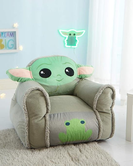 Idea Nuova Figural Mink with Sherpa Trim Bean Bag Chair for Toddlers and Kids, Star Wars Grogu - LeafyLoom