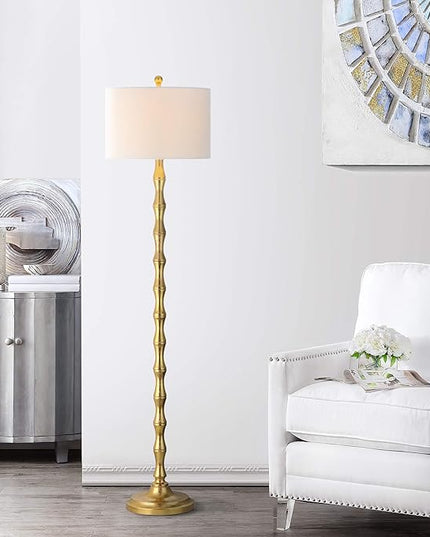 SAFAVIEH Lighting Collection Aurelia Farmhouse Antique Gold 64-inch Living Room Bedroom Home Office Standing Floor Lamp,Metal (LED Bulb Included) - LeafyLoom