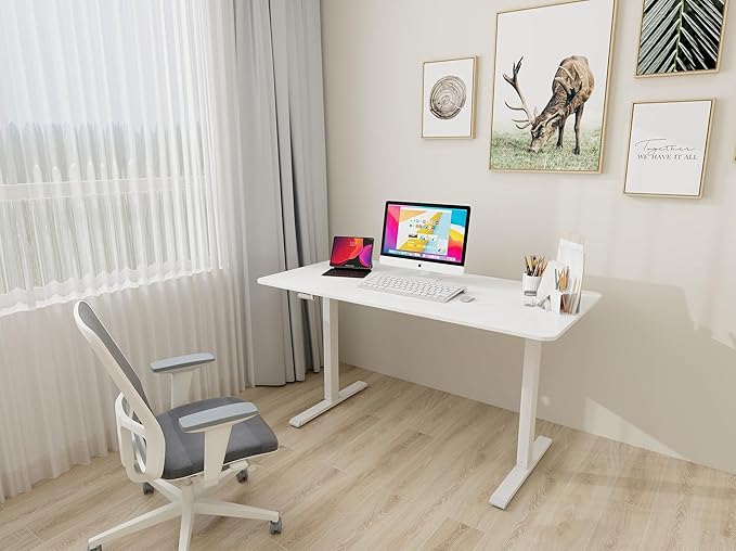 Whole Piece Top Manual Standing Desk Adjustable Height- Crank Stand Up Desk, Sit Stand Desk with Frame & Desktop, Computer Desk - LeafyLoom