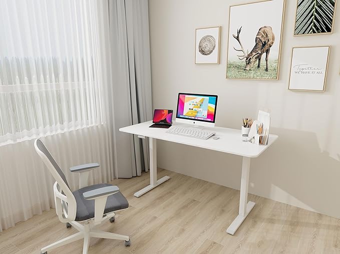 Whole Piece Desktop Manual Standing Desk Adjustable Height- Crank Stand Up Desk, Sit Stand Desk with Frame Computer Desk 40 x 24 Inch - LeafyLoom