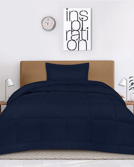 Utopia Bedding Twin Comforter Set Kids with 1 Pillow Sham, Bedding Comforter Sets, Down Alternative Navy Comforter, Soft and Comfortable, Machine Washable - LeafyLoom