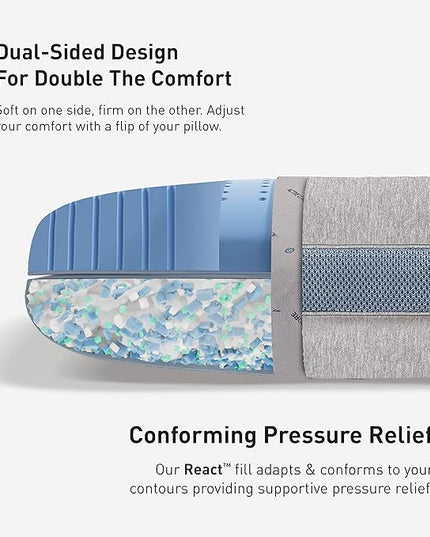 Bedgear Flow Performance Pillow - Size 3.0 - Soft Bed Pillows for All Sleep Positions - Maximum Breathability - Washable Cover- Back, Stomach, and Side Sleeper Pillow - 20" W x 26" L x 6.5" H - LeafyLoom