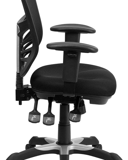Flash Furniture Nicholas Mid-Back Black Mesh Multifunction Executive Swivel Ergonomic Office Chair with Adjustable Arms - LeafyLoom