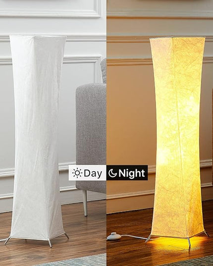 chiphy Floor Lamp, Dimmable 39" (XS) Tall Standing Lamp, 3 Levels Adjustable Brightness 12Wx2 LED Bulbs, Column Floor Light w/White Fabric Shade, Home Decor for Living Room, Bedroom, Kids Room - LeafyLoom