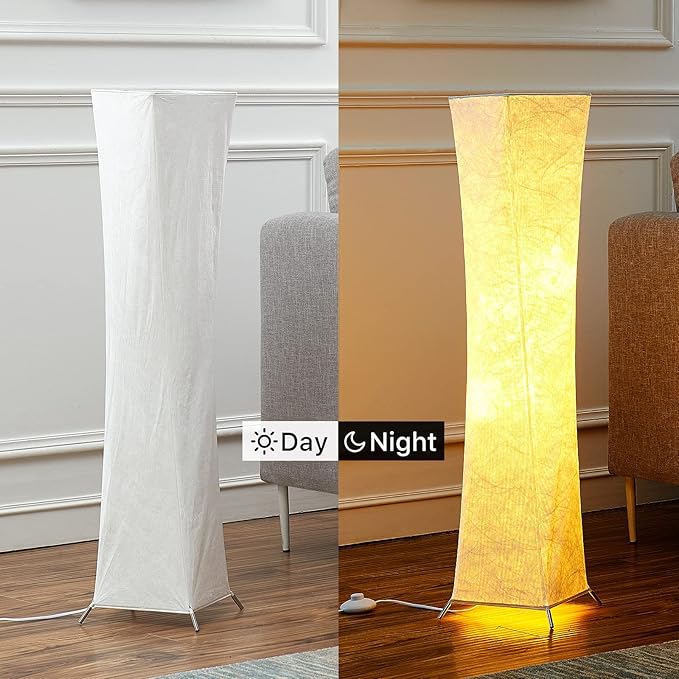 chiphy Floor Lamp, Dimmable 39" (XS) Tall Standing Lamp, 3 Levels Adjustable Brightness 12Wx2 LED Bulbs, Column Floor Light w/White Fabric Shade, Home Decor for Living Room, Bedroom, Kids Room - LeafyLoom