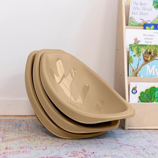 ECR4Kids Leaf Floor Seat, Rocker Chair, Sand, 6-Piece - LeafyLoom