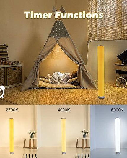 RGB Floor Lamp 2 Pack, Color Changing Corner Lamps Music Sync with Remote & Smart App Control, Modern LED Floor Lamps 1600 Million Dimmable, 200+ Scene Modes Standing Lamp for Bedroom/Living Room - LeafyLoom